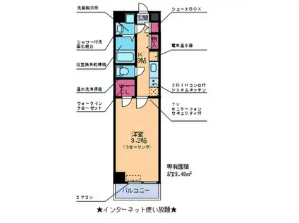 PRCS(1K/2階)の間取り写真