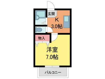 シードル甲東園(1K/1階)の間取り写真