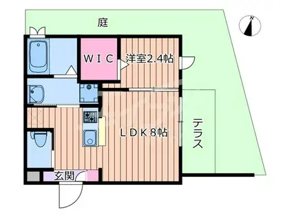 リアコート関大前イースト(1LDK/1階)の間取り写真