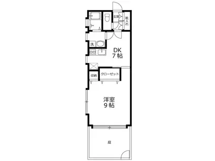 岩田ホームズ(1DK/1階)の間取り写真