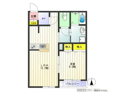 VILLA タカフジ(1LDK/3階)の間取り写真