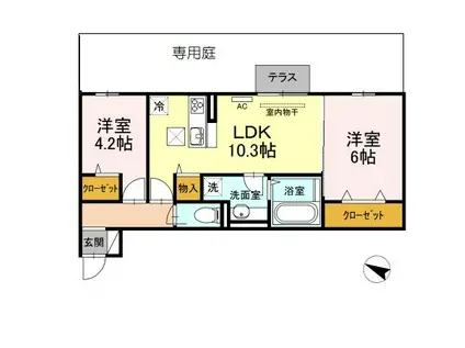 LEAFULL(2LDK/1階)の間取り写真