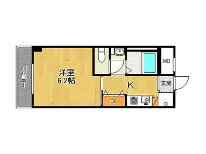 アンポワーズ武庫川レディース(1K/4階)の間取り写真