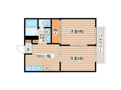 ファミールポパイ(2DK/1階)の間取り写真