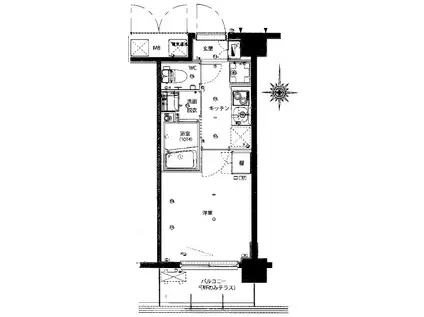 ハーモニーレジデンス武蔵小杉(1K/4階)の間取り写真