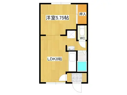 大幸ハイツ 山下(1DK/1階)の間取り写真