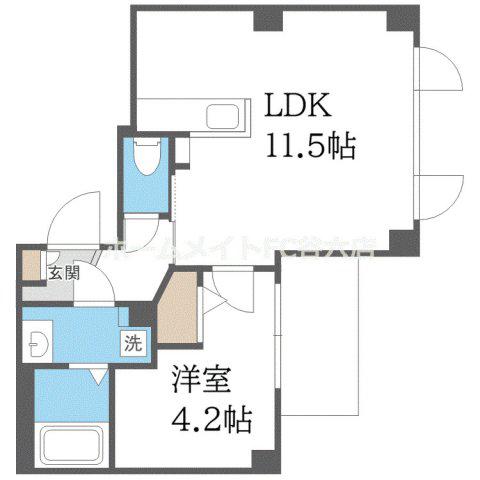 GMTENJIMBASHI(1LDK/3階)の間取り写真