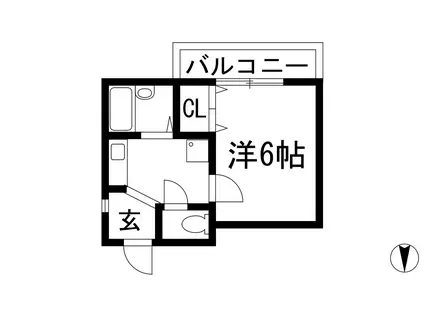 オークル甲東園(1K/3階)の間取り写真