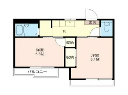 パークサイド(2K/2階)の間取り写真