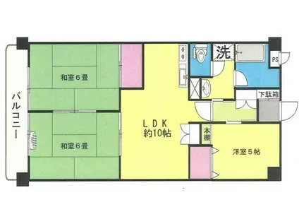 石神井公園サニーコーポ(3LDK/3階)の間取り写真