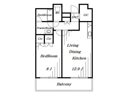 パークアクシス千葉新町(1LDK/13階)の間取り写真
