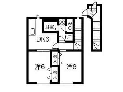 ウッディベル21(2DK/2階)の間取り写真
