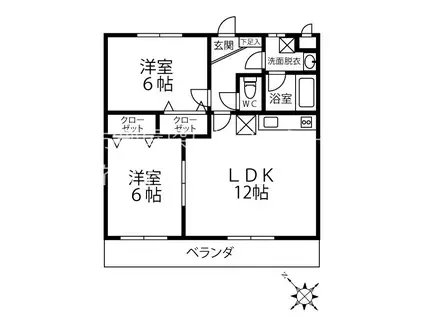 フェリーチェII(2LDK/4階)の間取り写真