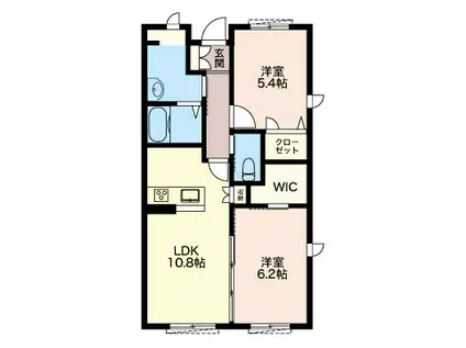 シャーメゾン フェザント I(2LDK/1階)の間取り写真