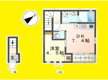 サンライト・洋(1K/2階)の間取り写真