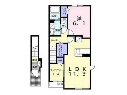 ル オーブ(1LDK/2階)の間取り写真