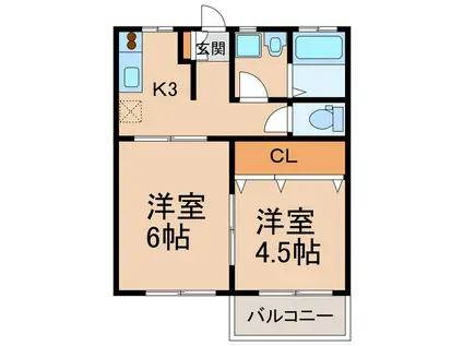 ラ・リュンヌ(2K/1階)の間取り写真