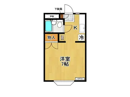 石渕ハウス(1K/2階)の間取り写真