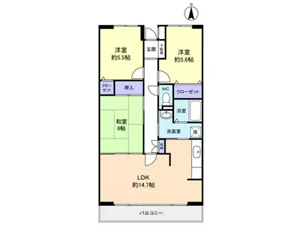 ルーチェ緑が丘A(3LDK/2階)の間取り写真