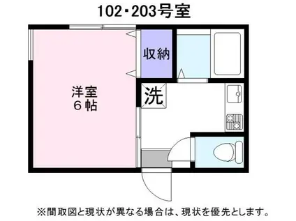 メゾンシャトーⅡ(1K/1階)の間取り写真