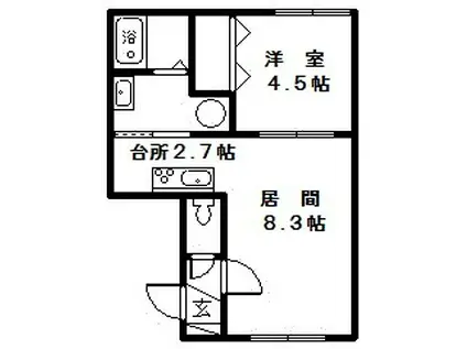 ラ・フレーズ大町(1LDK/2階)の間取り写真
