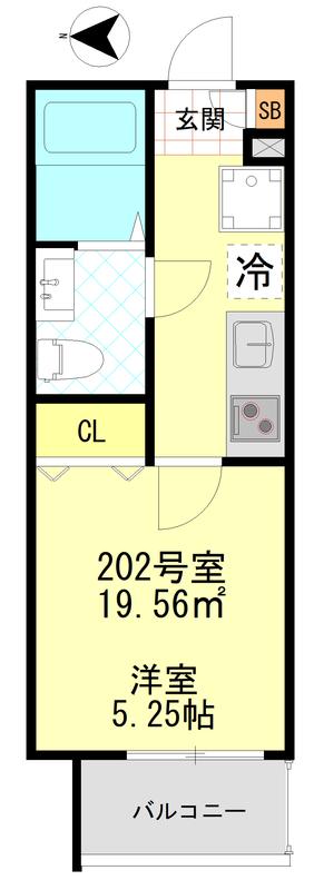 シーエフジオーレ大師東門前(1K/2階)の間取り写真