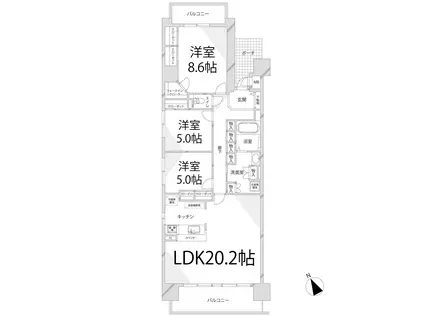 キャッスルコート飾磨(3LDK/6階)の間取り写真