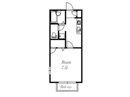 サンヒルズII(1K/2階)の間取り写真