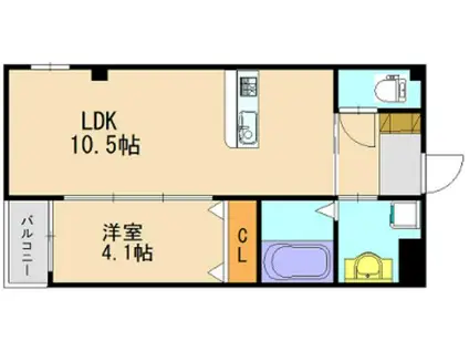 HARVEST久留米(1LDK/1階)の間取り写真