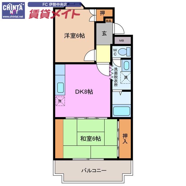 松月マンション(2DK/4階)の間取り写真