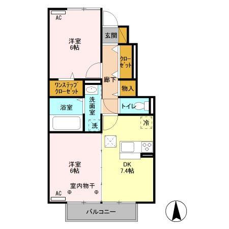 JR高崎線 新町駅(群馬) 徒歩23分 2階建 築11年(2DK/1階)の間取り写真