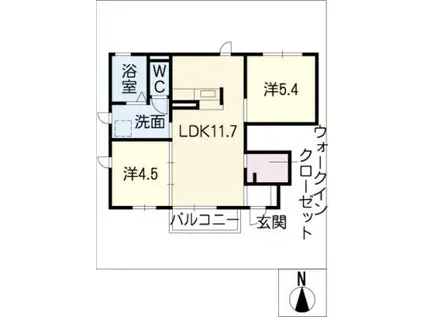 ユリーナASAHI(2LDK/1階)の間取り写真