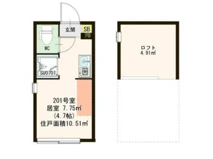 パルメゾン鷺宮(ワンルーム/2階)の間取り写真