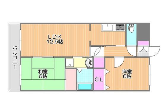 パラッツォ操明(2LDK/2階)の間取り写真