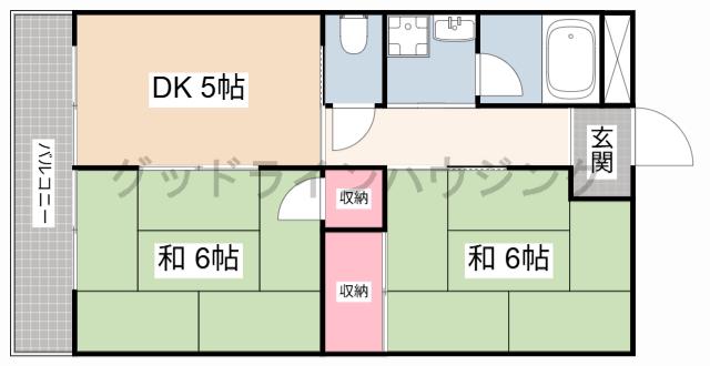 上中グリーンハイツ(2DK/2階)の間取り写真