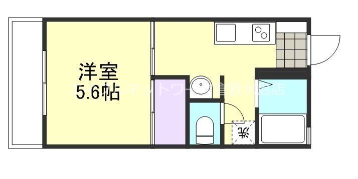 ドミール西口A棟(1K/2階)の間取り写真
