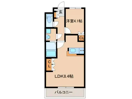 プランドール(1LDK/2階)の間取り写真