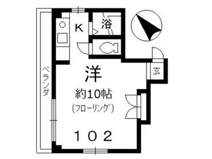 シェリーアルモン(1K/1階)の間取り写真