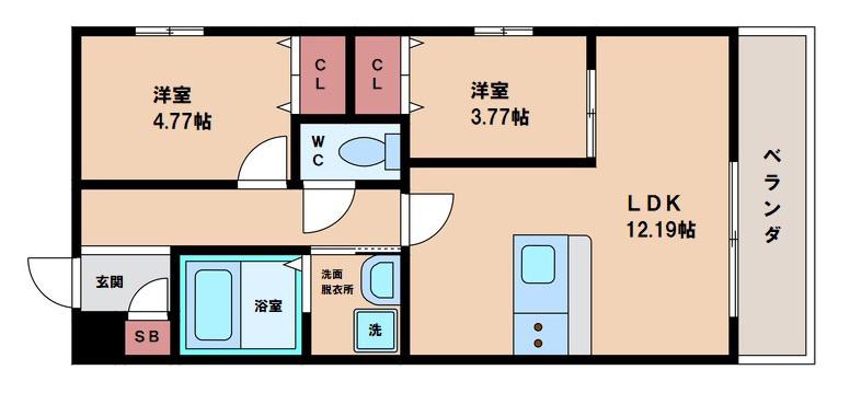 グレースショウエイ(2LDK/3階)の間取り写真