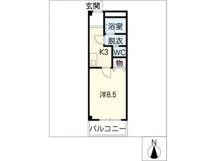 ジュネッセ・シマ(1K/2階)の間取り写真