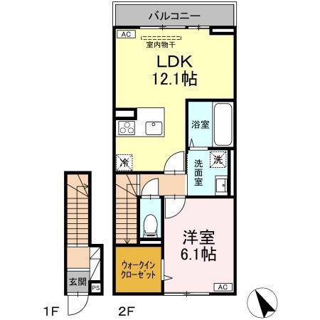 エルドール(1LDK/2階)の間取り写真