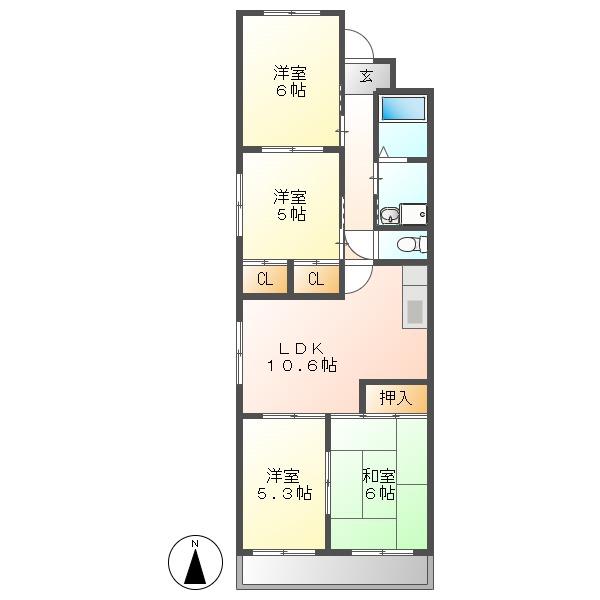 第三桔梗ハイツ(4LDK/1階)の間取り写真