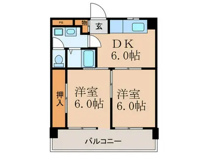 ICマンション(2DK/4階)の間取り写真