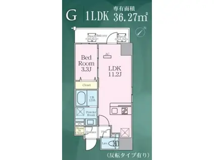 ゼンパレス日本橋(1LDK/9階)の間取り写真