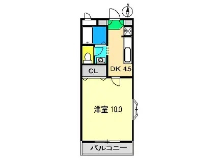 アメーヌセゾンII(1DK/2階)の間取り写真