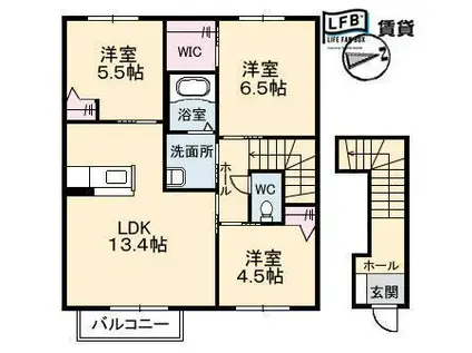 ROSSO CORSA瑞穂I(3LDK/2階)の間取り写真