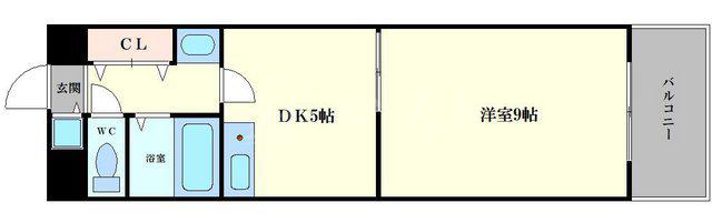 グリーンプラザ瓦町(1DK/2階)の間取り写真