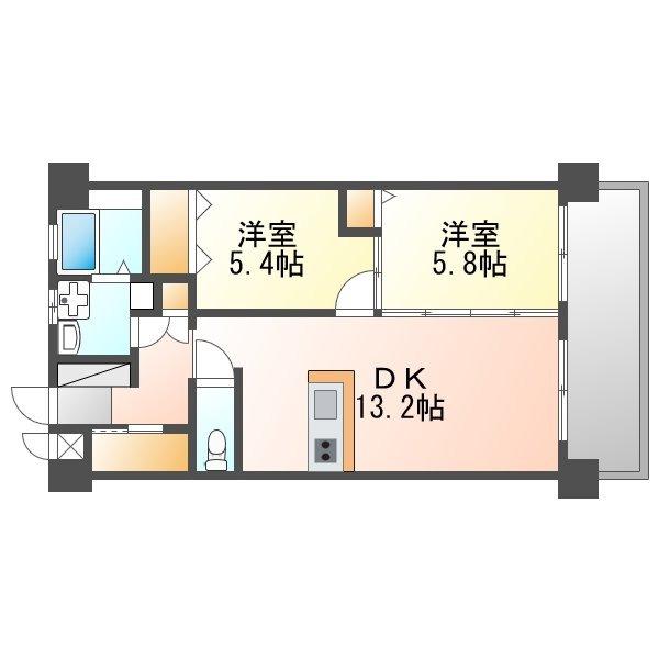 CHULA VISTAおもろテラス(2LDK/3階)の間取り写真