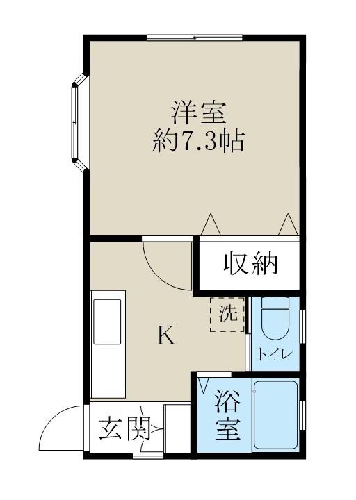ハイツリモージュ万代(1K/1階)の間取り写真