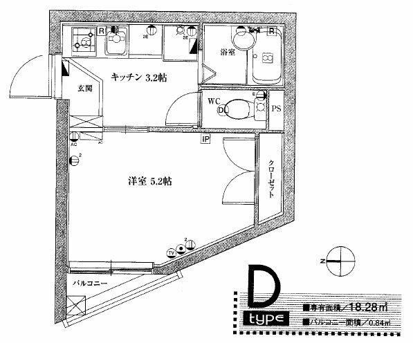 スパシエ鷺宮(1K/4階)の間取り写真